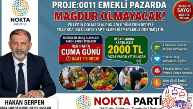 Emekliye Haftalık 2 BİN TL Pazar Desteği Müjdesi! Nokta Partisi'nden "PROJE: 0011" Adımı